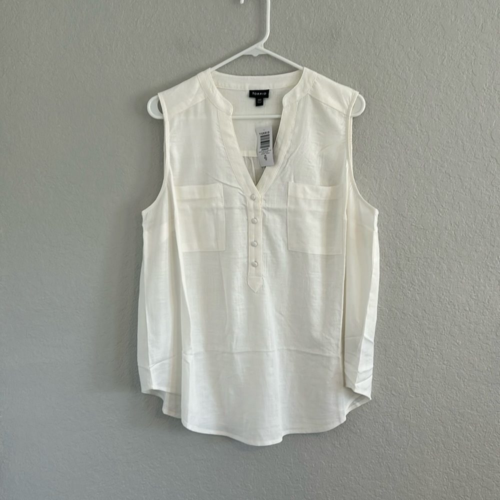 Harper Linen pullover tank cloud dancer top